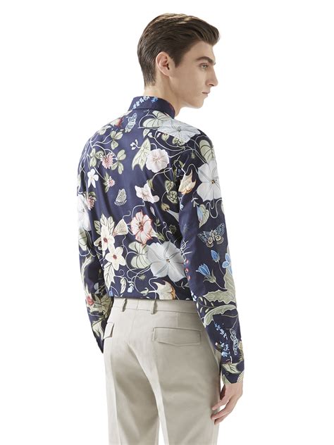 gucci flora knight-print cotton shirt|gucci floral print shirt.